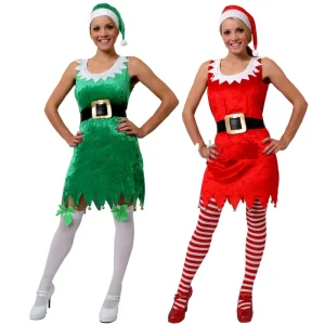 Women Christmas Elf Costume Skirts Green Red Holiday Fancy Dress Festival Party School Performance Carnival Winter Celebration