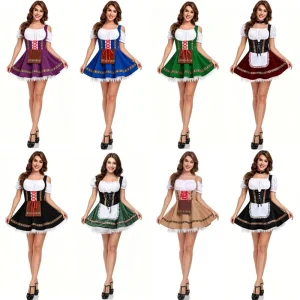Women German Bavarian Dirndl Dress Traditional Oktoberfest Costume Beer Festival Party Outfit