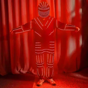 Women RGB Full Body LED Dance Costume Lighted Helmet Color Changing Glowing Suit Spandex Cotton Nightclub DJ Performance