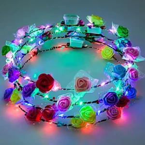 Women’s Colorful Garland Floral Hoop Lei Hairband Head Ring Flower for Christmas Party Travel Graduation Spring Festivities