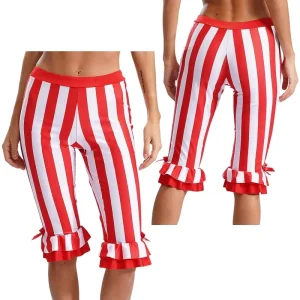 Womens Halloween Circus Theme Party Cosplay Costume Striped Shorts for Christmas Cosplay Theme Party Stage Performance
