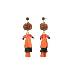 Women’s Halloween Jack o’ lantern Scarecrow Drop Earrings Long Dangle Statement Party Jewelry