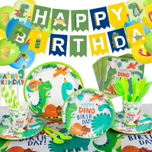 Wonderful Dinosaur Paper Plate Paper Cup Tissue Paper Set Birthday Party Supplies Scene Decoration Set