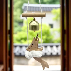 Wood Engraved Realistic Fish Doorbell Customizable Eco friendly Solid Wood Wall Hanging Decoration Gift Blessing Pendant