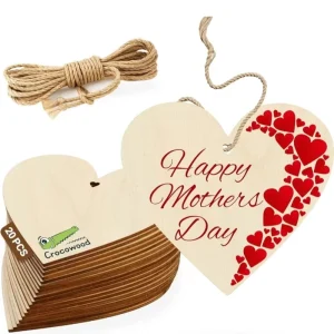 Wooden Blank Hearts for Crafts Wood Unfinished Hearts with Holes for DIY Arts Wedding Card Making Crafts Decoration