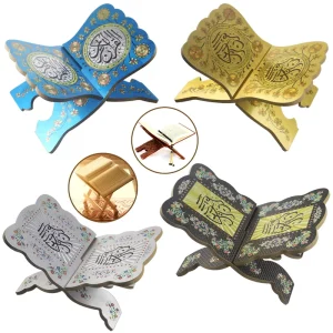 Wooden Book Stand Islamic Eid Mubarak Bible Bookshelf Prayer Quran Display Rack Holder for Ramadan Mubarak Decorations Y701