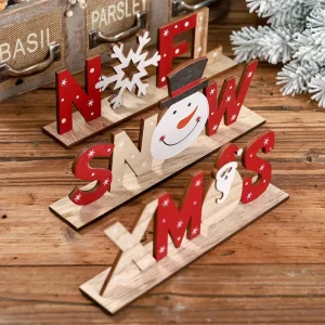 Wooden Christmas Decorations Xmas Snow Noel Letter Table Ornaments Merry Christmas Party Decor for Home Navidad Gifts