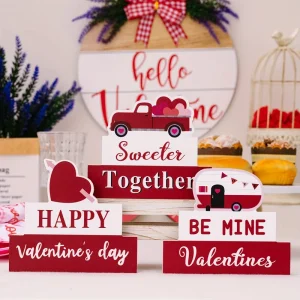 Wooden Crafts Valentine’s Day Party Decoration Wooden Dining Table Heart shaped Decoration Valentine’s Day Gift