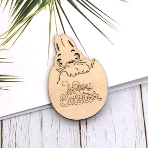 Wooden Easter Bunny Egg Ornaments