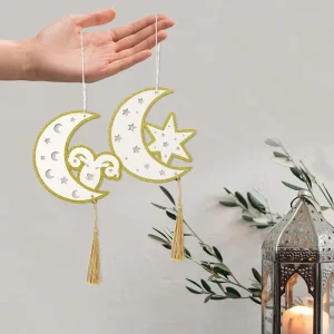 Wooden Moon Star Wall Door Decoration Muslim Ramadan Decorations Middle East Moon Festival Home Decoration