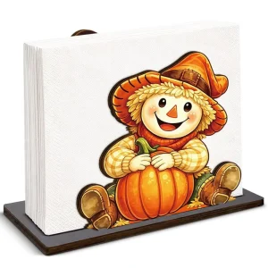 Wooden Napkin Holder Halloween Christmas Table Centerpiece Storage Rack Home Kitchen Decor Dining Table Rustic Cartoon Style