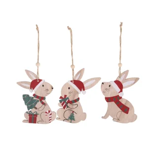 Wooden Rabbit Hanging Christmas Ornament