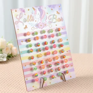 Wooden Unicorn Lollipop Stand Rainbow Candy Holder Birthday Cake Pop Display for Kids Birthday Table Decor