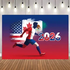 World Soccer Backdrop Background Banner Flag Match Recording Supplies for International Football Games
