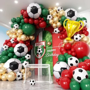 World Soccer Balloon Garland Arch Kit With Football Foil Balloons And Print Balloons For Sports Fan Party Decor
