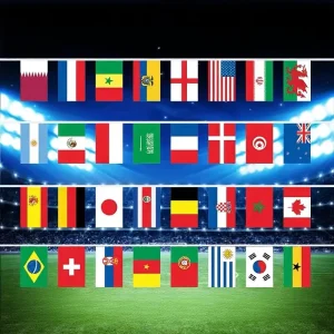 World Soccer Cup Country Banner for Bars Restaurants Street Parties Decorations Soccer Colorful Flags Banners Garlands