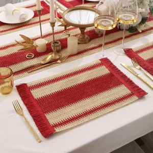 Woven Paper Rope Classic Heat Resistant Custom Size Placemat Matching Holiday Christmas Decorative Table Mat Cheese Tools Home