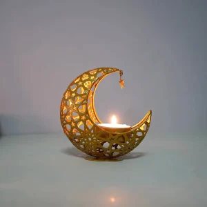 Wrought iron moon candle holder Middle East hollow incense burner home crafts candle Cup decoration festival candlestick