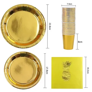 Xiangsheng Custom Glitter Gold Stamping Paper Plate Bowl Napkins Event Tableware Set Factory Supplier