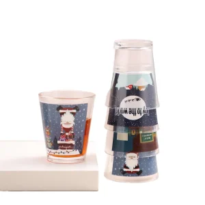 Xipan Custom Thick Eco Friendly Christmas Shot Glass Clear Glass Holiday Print Stackable Mini Tumbler Party Favors Gifts Home