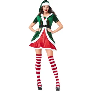 Xmas Carnival Fancy Party Christmas Women Adult Elf Cosplay Costume FCDR 029