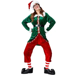 Xmas Party Dress up Women Christmas Green Elf Cosplay Outfits for Themed Party FCDR 026