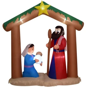 X’mas the Nativity Yard Lighted Holidays Decoration Outdoor Inflatable Festive Yard Decorations Inflatable Jesus Festival Decors