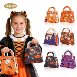 YACHEN Reusable Halloween Candy Bag Non Woven Felt Tote Bag Trick Or Treat Gift Bags for Kids Party Favor