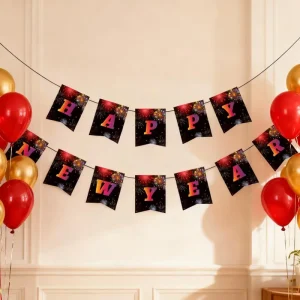 YOT Happy New Year Theme Party Paper Banner Fireworks Party Decoration New Year Party Supplies Set