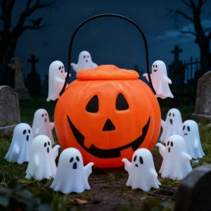Yaode Plastic Halloween Pumpkin Buckets Large Children’s Candy Jar Fall Decor Indoor