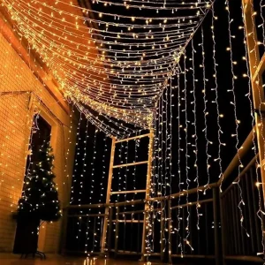 Yard Warm White Outdoor IP44 Christmas Lights Landscape Patio Holiday Connectable Fairy Decorative LED Curtain Lights