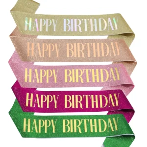 Ychon Customized Glitter Happy Birthday Sash for Women Birthday Party Decorations Birthday Party Supplies