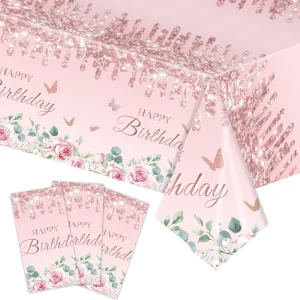 Ychon Happy Birthday Party Disposable Tableware Set Table Cloth Happy Birthday Party Decorations Supplies