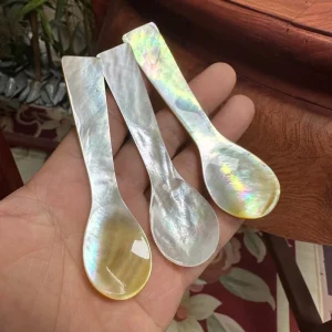 Yellow Bohemian Style Handle Handmade Custom Logo Caviar Serving Spoon Natural Hotel Restaurant Birthday Wedding Gift