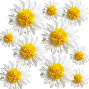 Yellow Brown Sunflower Paper Flower Ball Daisy Wedding Birthday Valentine’s Day Graduation Celebration Props for Indoor Outdoor
