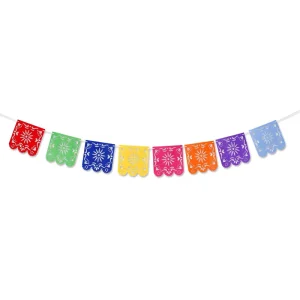 Yellow Christmas Festival Scene Felt Flag Banner for Home Decor for Party Halloween and New Year Celebrations