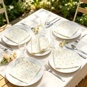 Yellow Flower Disposable Napkins Party Decorative Tableware Soft Absorbent Paper Eco Friendly Biodegradable Sheets Bulk Pack