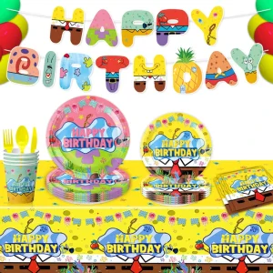 Yellow Underwater World Birthday Party Decorations Supplies Disposable Tableware Set Place of Waterworld Party