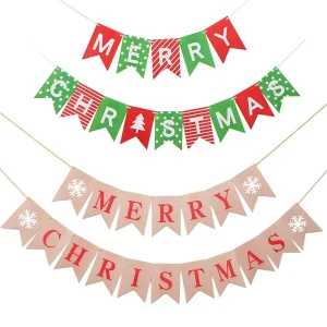 Yopin Merry Christmas Banner Party Decoration Props Christmas Party Paper Banners