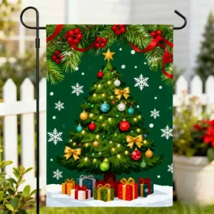 Youthful Flying Christmas Garden Flags 12×18 Double Sided Outdoor Anti-Wrinkle Custom Design Pennant Cloth Polyester
