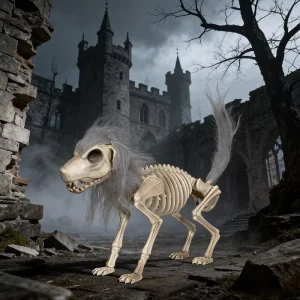 Z308 Halloween Dog Skeleton with Fur Plastic Party Carnival Anniversary Decoration for Indoor Outdoor Use