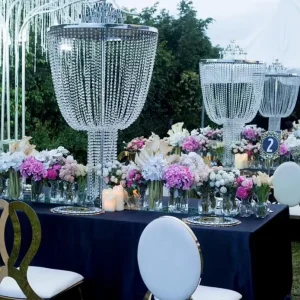 ZT 381 Wedding Table Decorations Big Crystal Flower Stand with Candelabra for Parties and Weddings