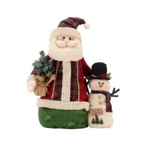 Zaves 22 Inch Indoor Seasonal Celebration Supplies Standing Santa and a Little Snowman Tabletop Decor Gift Christmas Home Decor