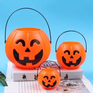 Zhejiang Halloween Children’s Products at Low Price Factory Black Orange White Pumpkin Candy Buckets Halloween Basket