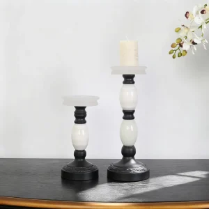 Zhonggu Wabi Sabi Stone Art Deco Handcrafted Candlestick Holder Ornament Home Decoration for Living Room and Desk