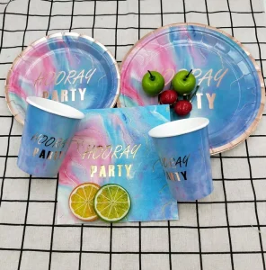 disposable rectangle party paper tableware set