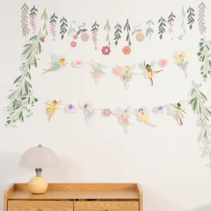 ‘s New Birthday Party Cute Dreamy Flower Fairy Banner Flag Decoration Supplies PE Paper Special Color for Family